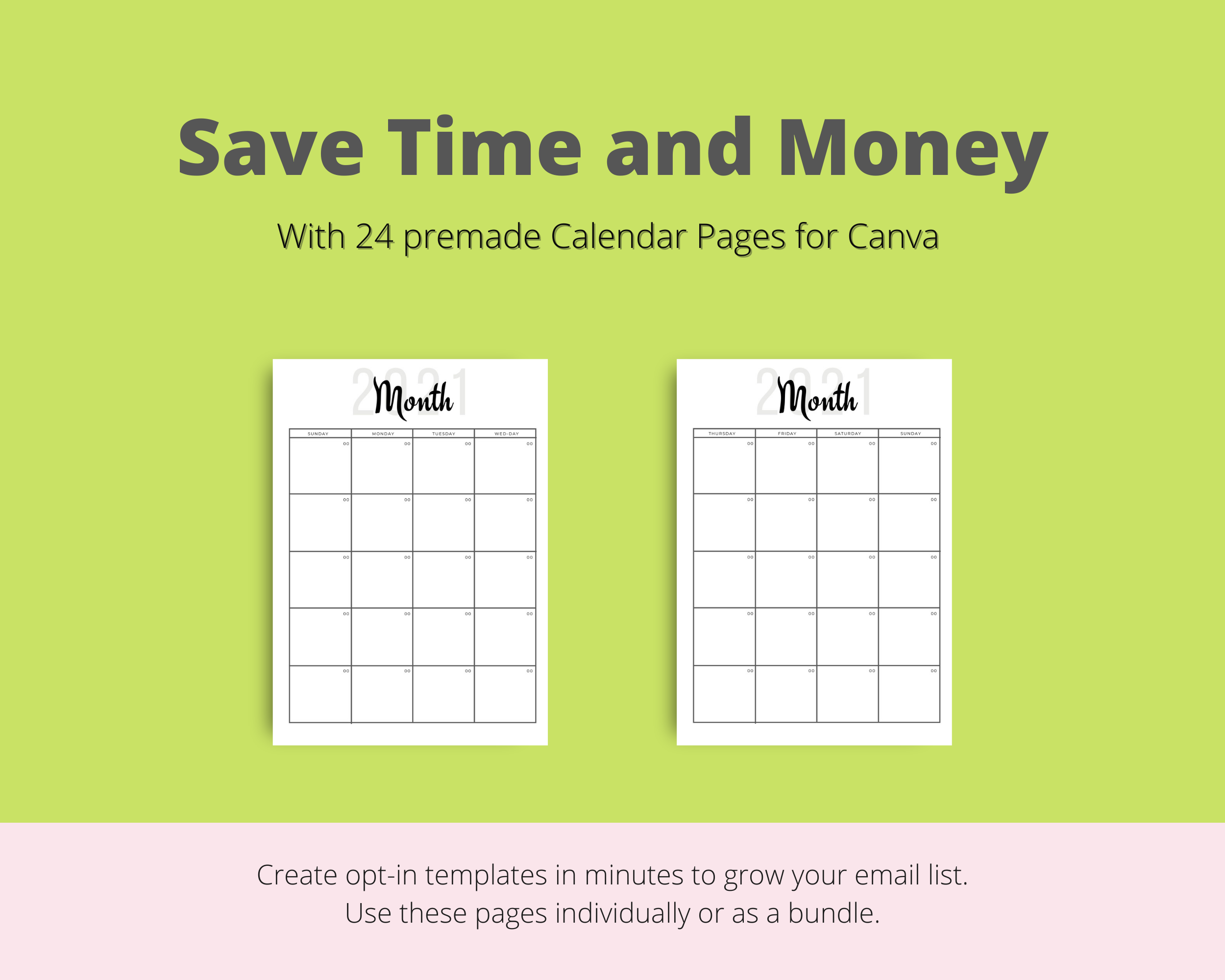 Calendar Builder | Editable in Canva | Easy Canva Calendar Builder | Dated or Undated Calendar