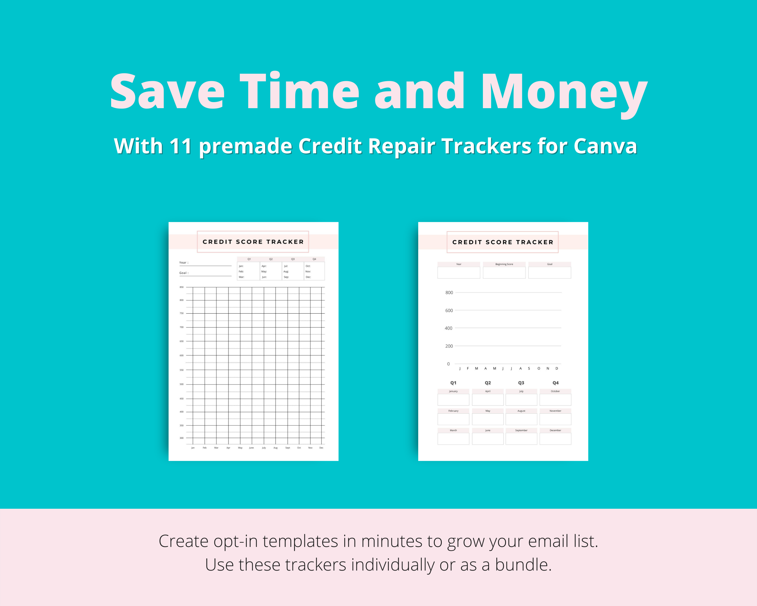 Credit Score Trackers Canva Templates | Commercial Use | Customizable Credit Repair Trackers