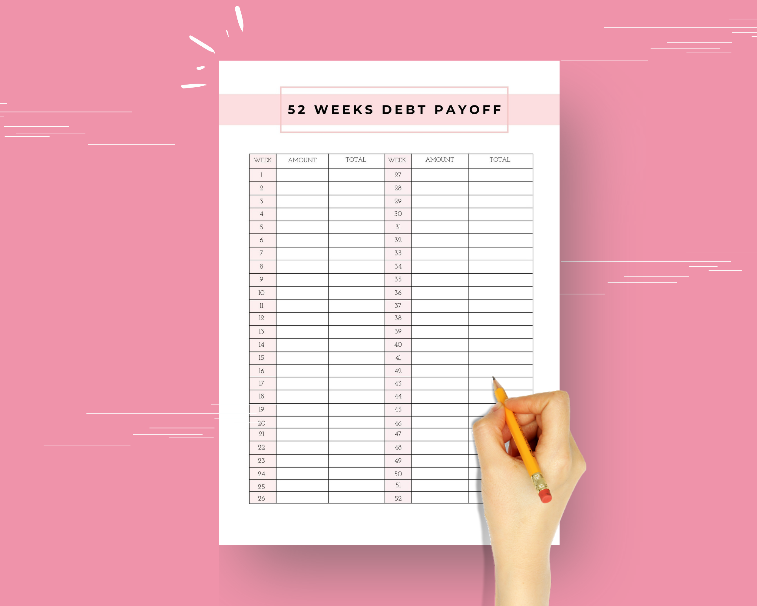 Debt Tracker Canva Templates | Commercial Use | Editable Debt Chart | 52 Weeks Debt Payoff