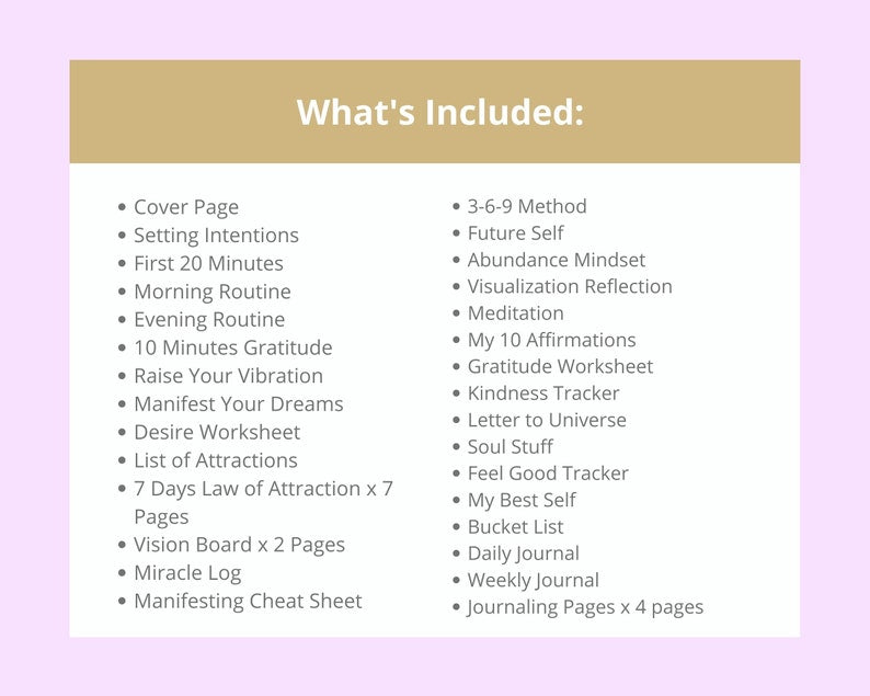 Editable Law of Attraction Planner in Canva | Commercial Use