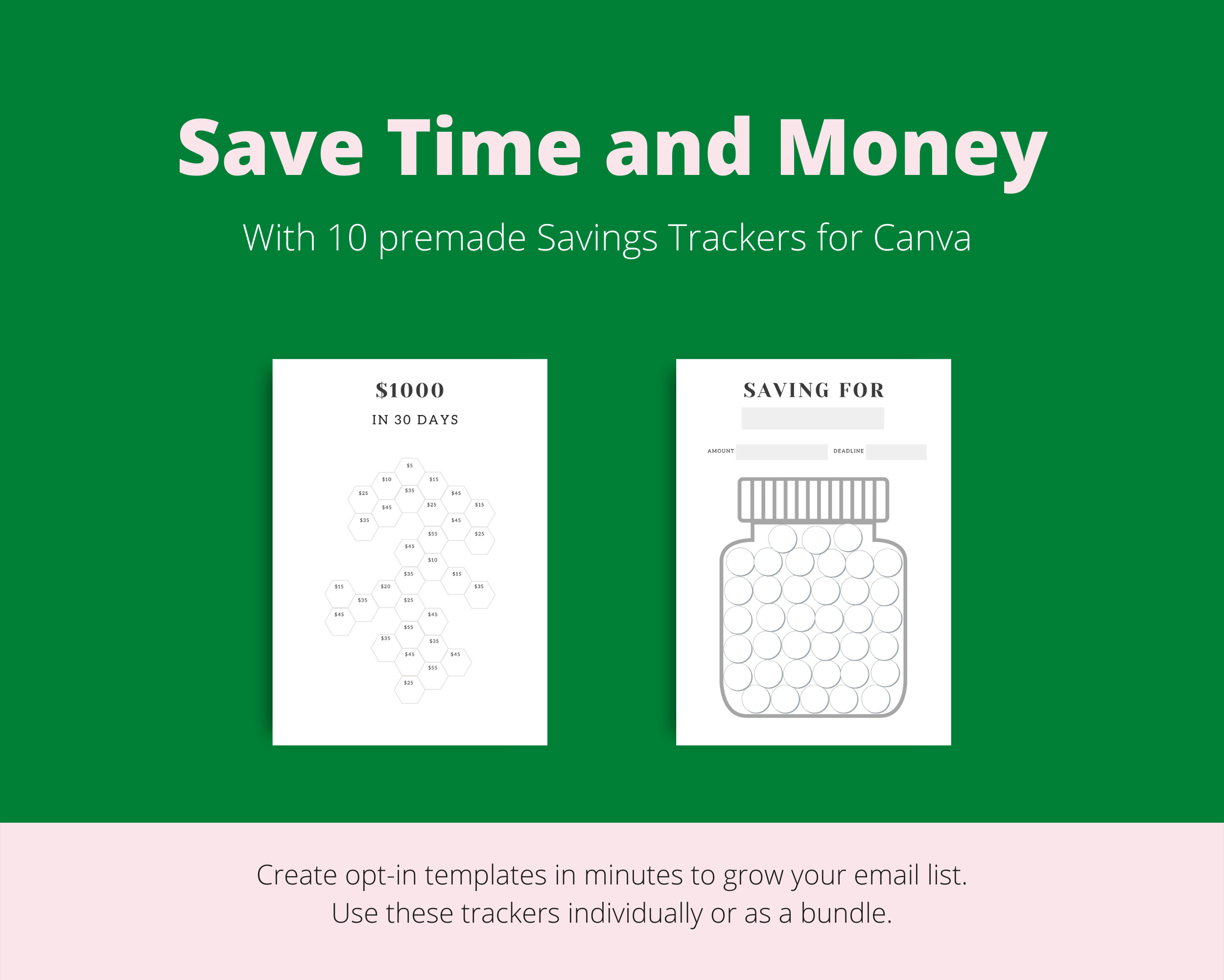 Savings Tracker Canva Templates | Commercial Use | Editable Savings Chart | Savings Challenge
