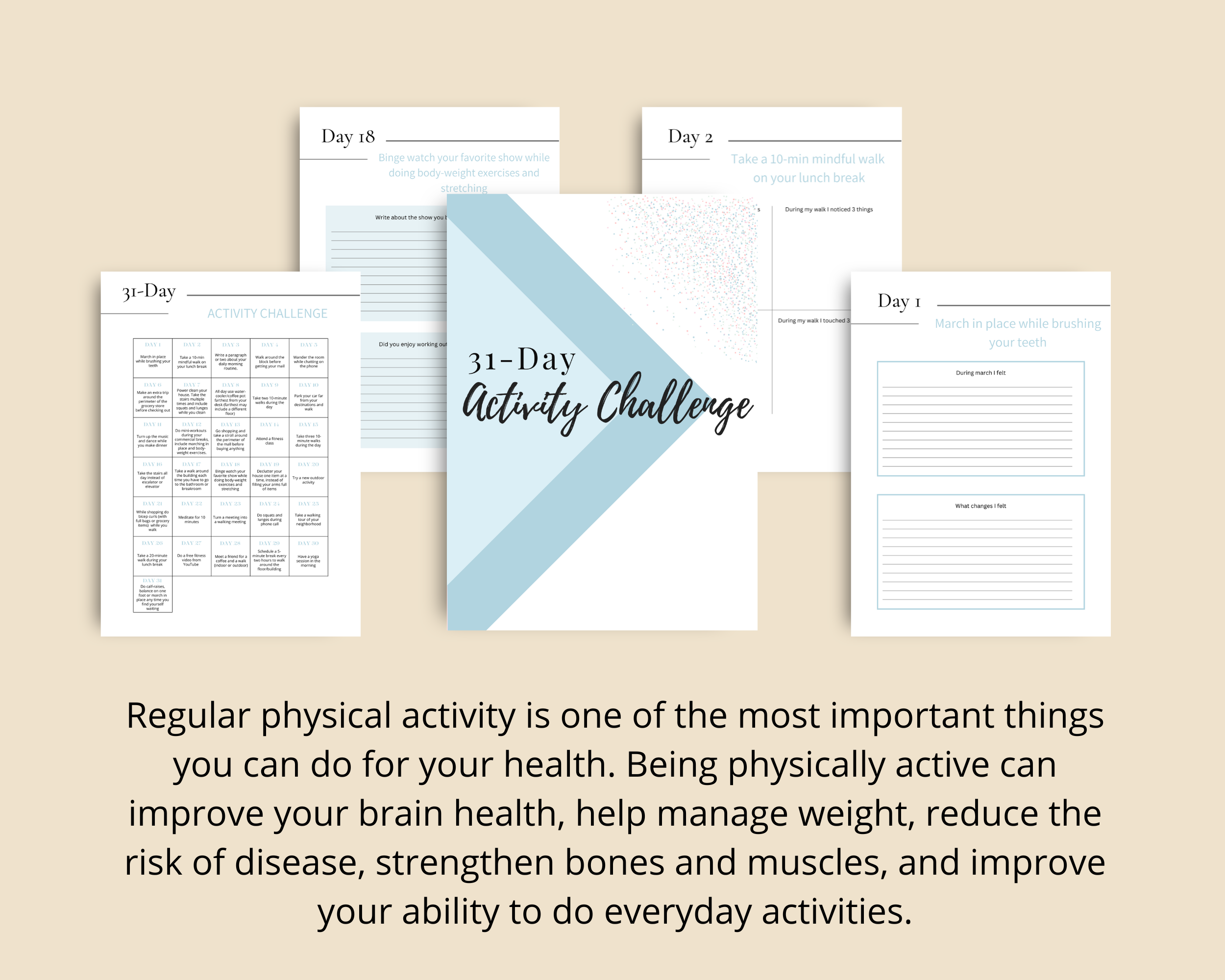 31-Day Activity Challenge | Editable Canva Template A4 Size