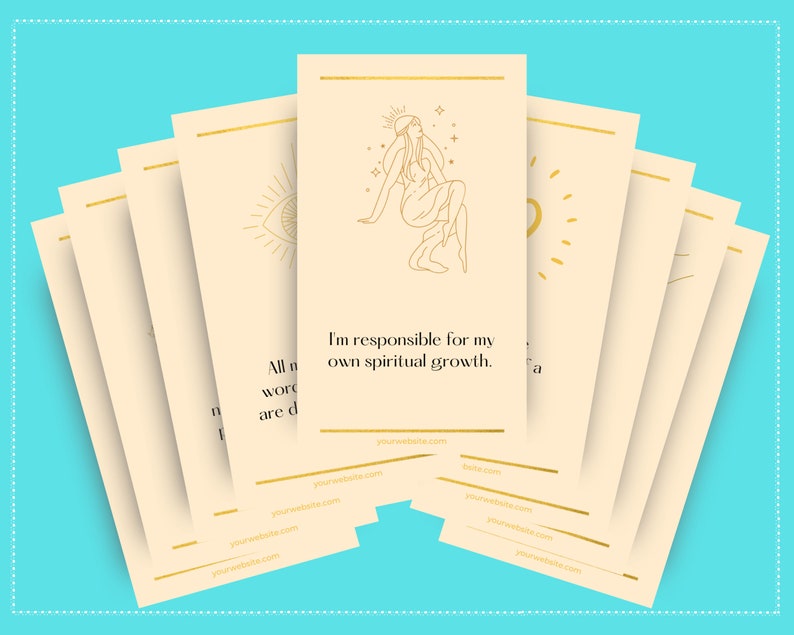 Spiritual Affirmation Card Deck | Editable 39 Card Deck in Canva | Commercial Use