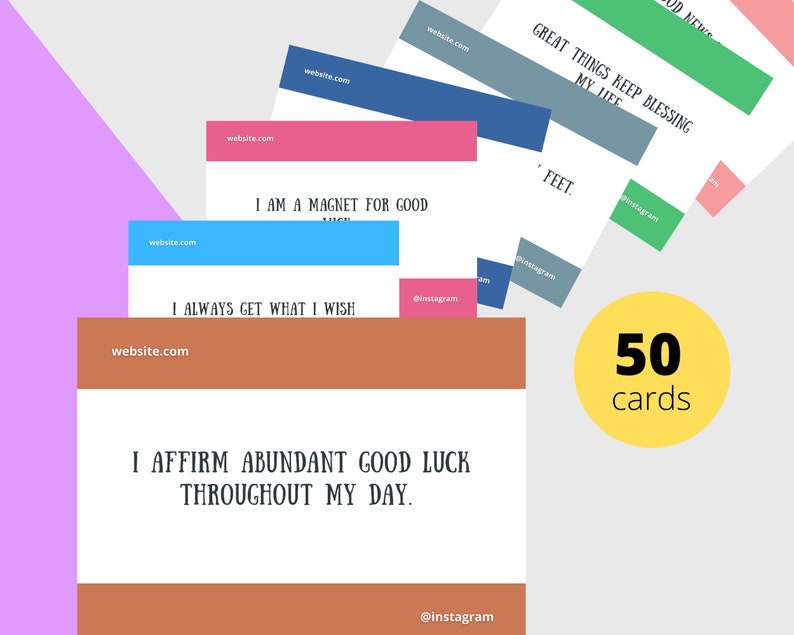 Fame and Fortune Affirmation Card Deck | Editable 50 Card Deck in Canva | Commercial Use