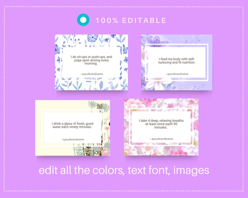 Health & Wellness Affirmation Card Deck | Editable 33 Card Deck in Canva | Commercial Use