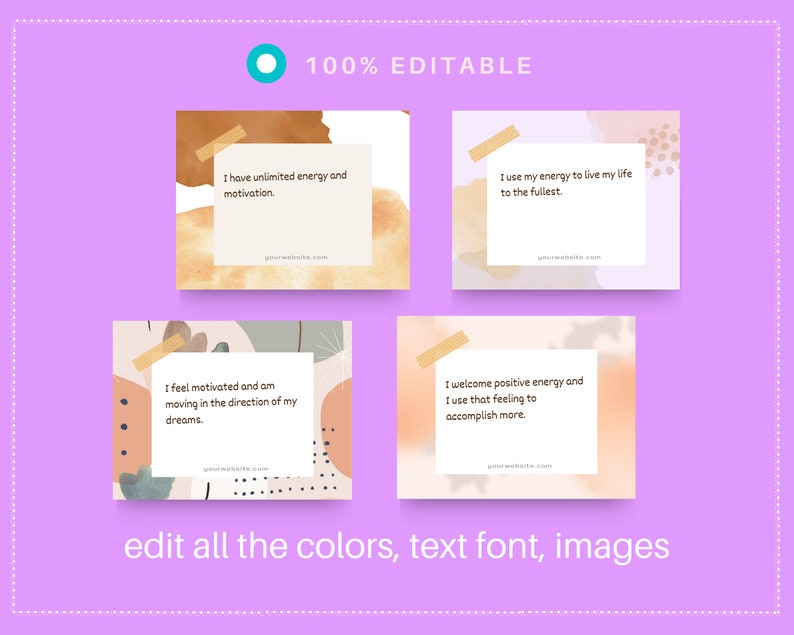 Personal Affirmations Card Deck | Editable 32 Card Deck in Canva | Commercial Use