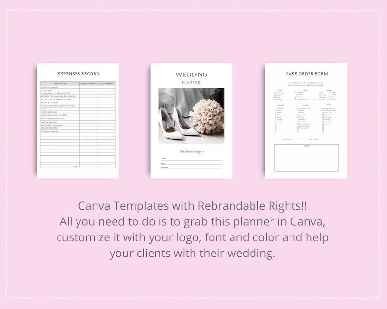 Editable Wedding Planner in Canva | Canva Template Pack | Wedding Business Planner Canva | Commercial Use