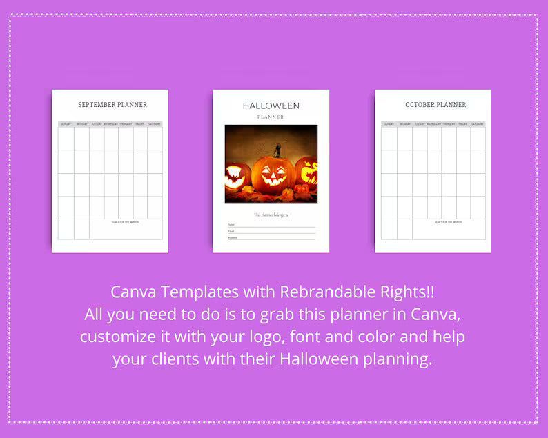 Editable Halloween Planner in Canva | Canva Template Pack | Halloween Party Planner Canva | Commercial Use