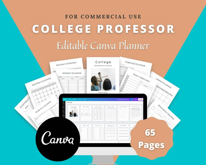 College Professor Planner Templates in Canva | Canva Template Pack | Academic Planner Templates | Commercial Use